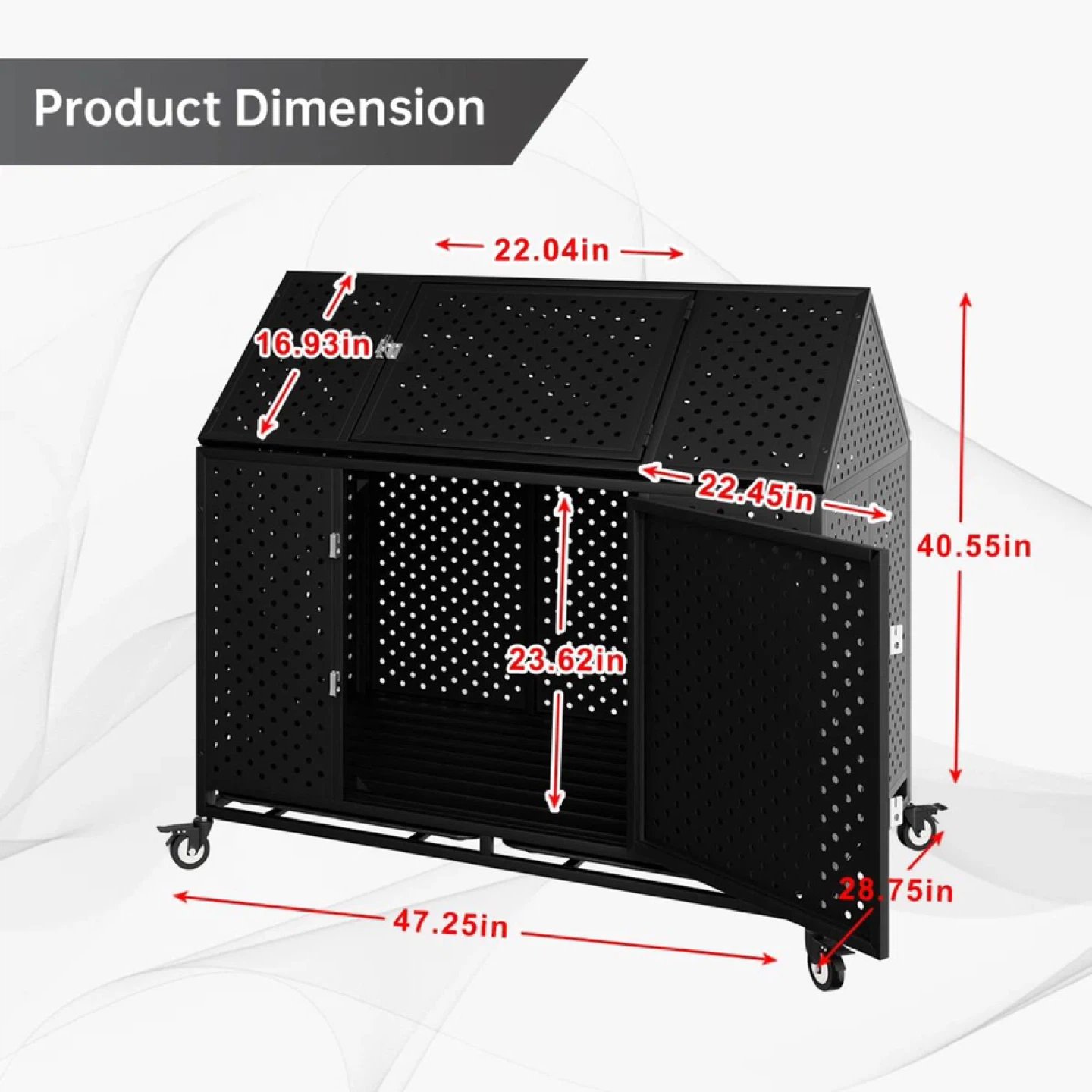 Black Metal Dog Kennel with Pull-out Tray - photo 2