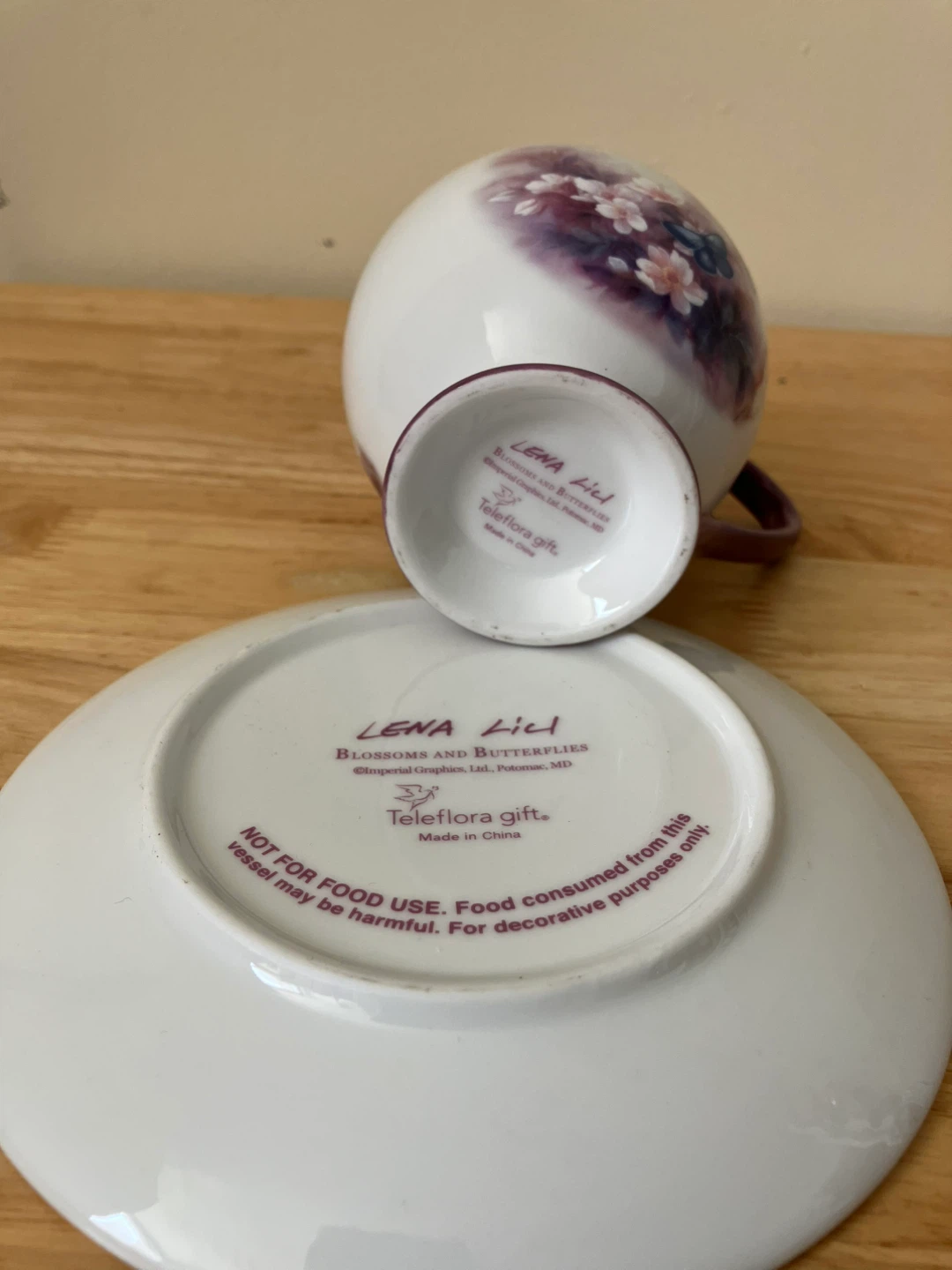 New-Lena L "Blossoms and Butterflies" Cup and Saucer - photo 3