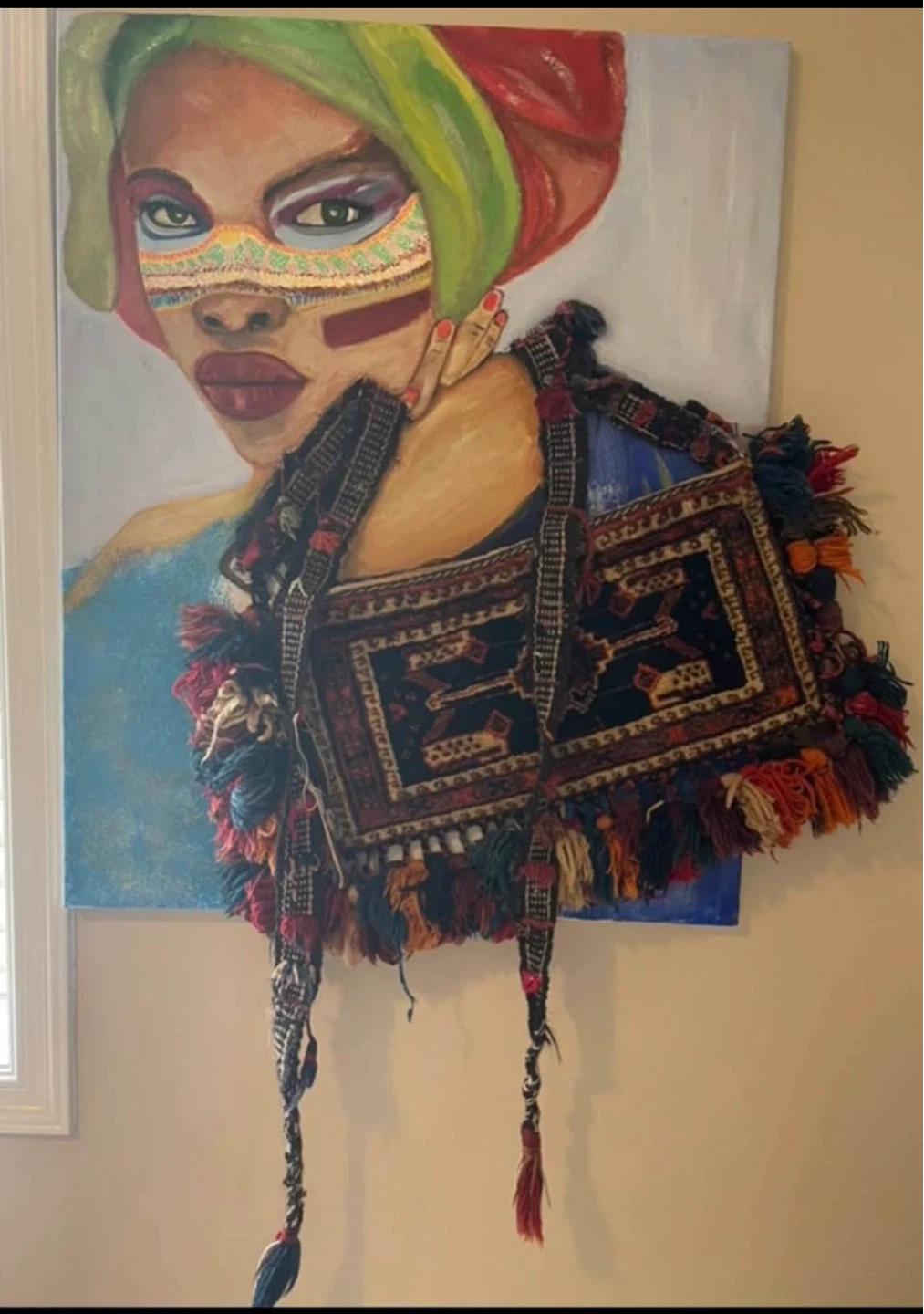 Mixed media original oil with saddle bags