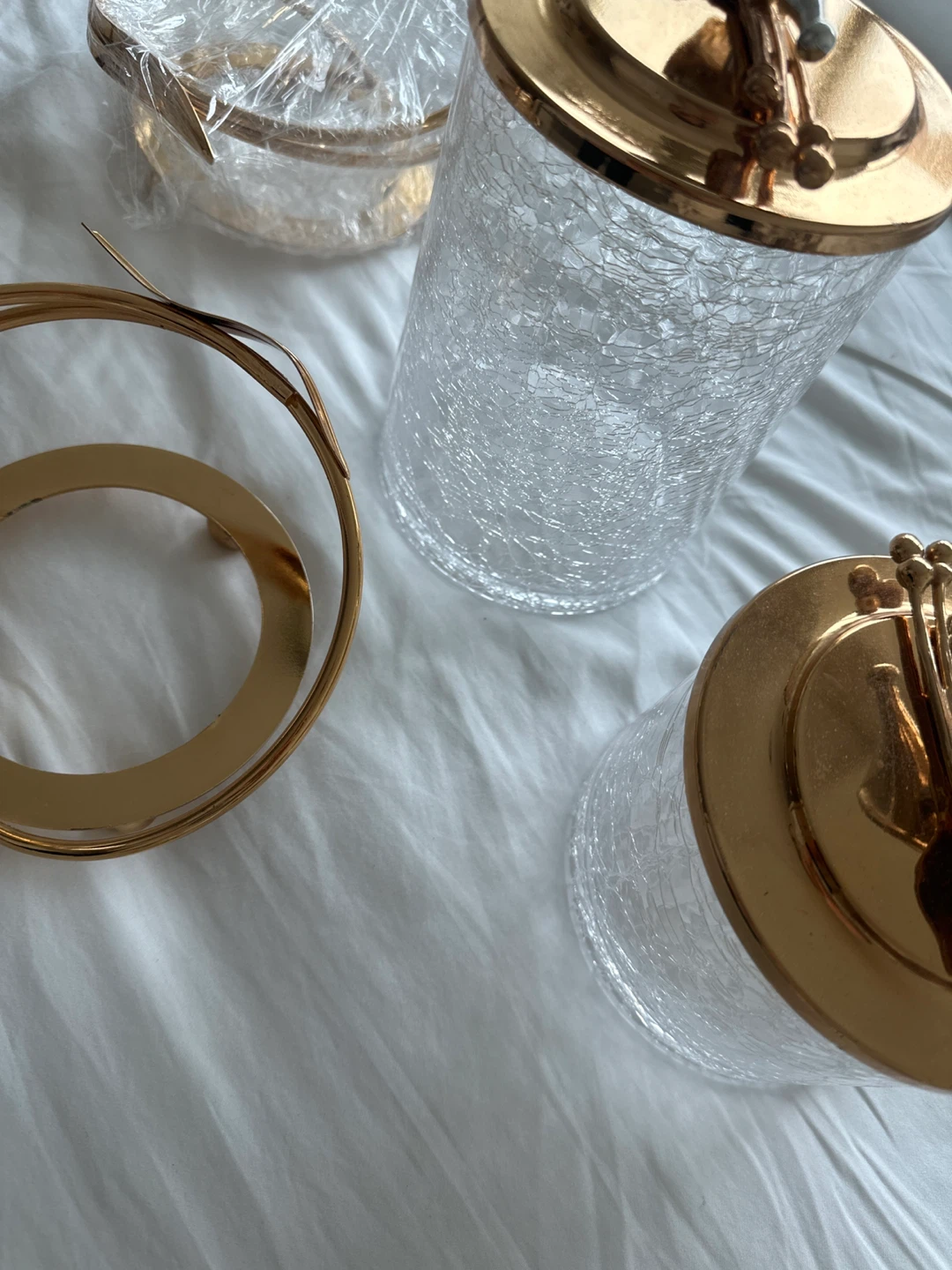 Gold and Silver Calla Lily Napkin Rings and Crackle Glass Jars - photo 2