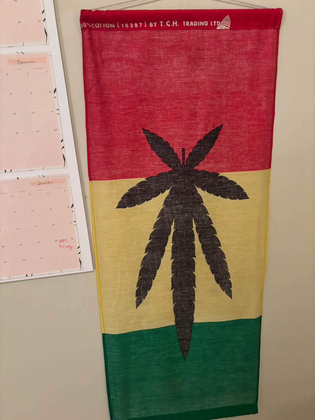 Rasta Leaf Banner 100% Cotton - photo 2