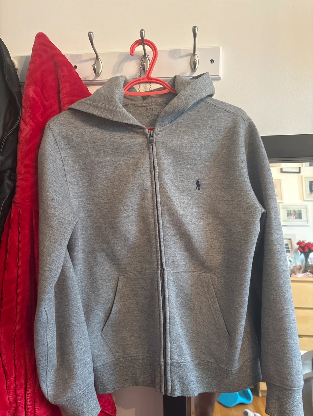 Polo Ralph Lauren Grey Zip-Up Hoodie - L (14-16)