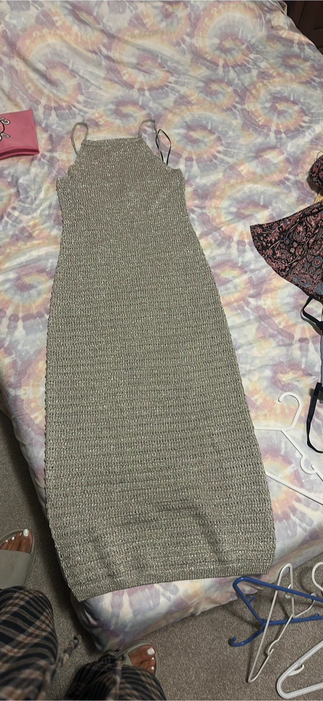 H&M Silver Knit Maxi Dress