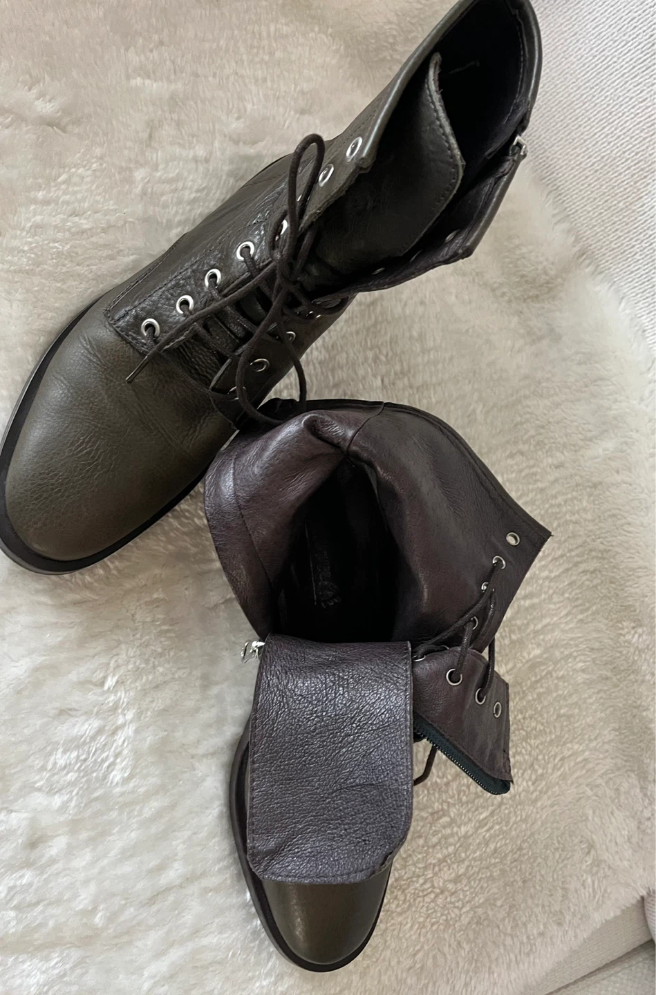L’Intervalle Olive Green Leather Boots Women Size 9 - photo 5