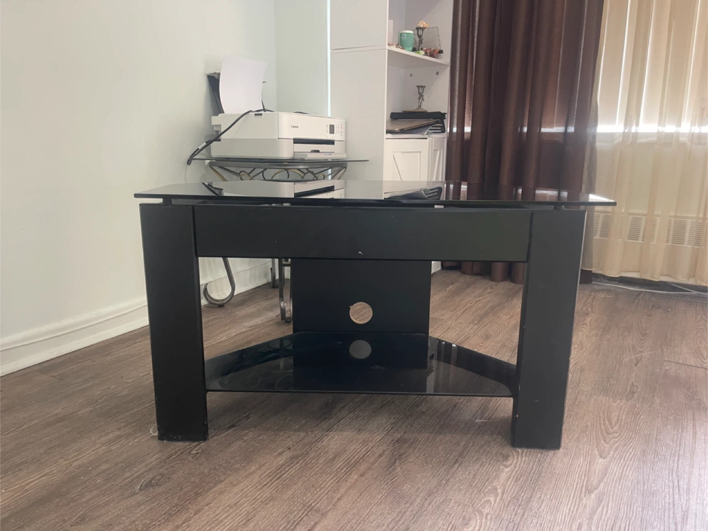 Black Glass Corner TV Stand - photo 3