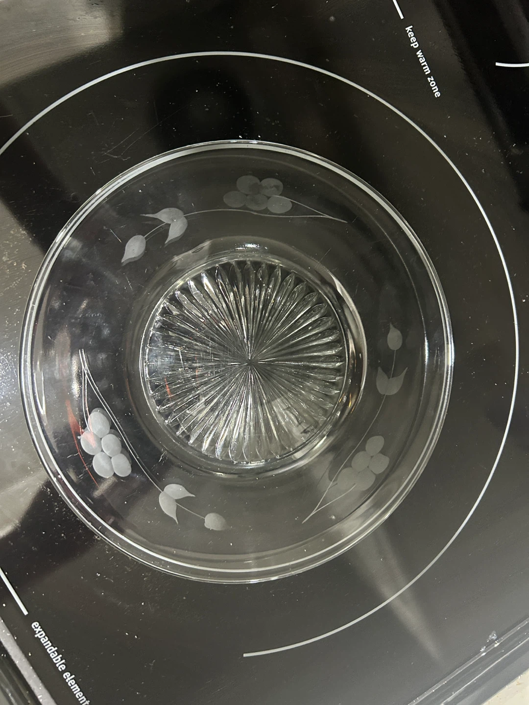 Clear Glass Plates with Etched Floral Design