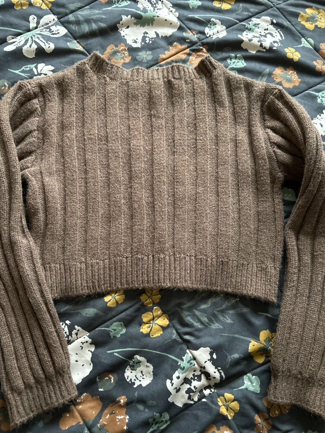 Zara Brown Ribbed Knit Cropped Sweater - photo 3