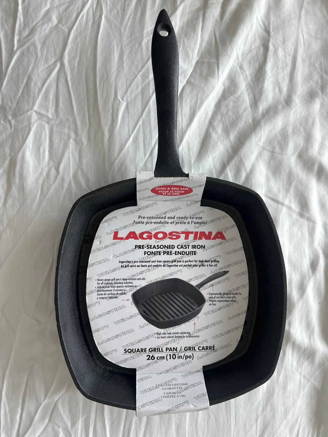 Lagostina Pre-Seasoned Cast Iron Square Grill Pan