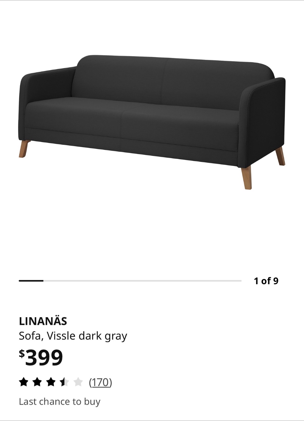 IKEA LINANÄS Sofa, Vissle dark gray - photo 4