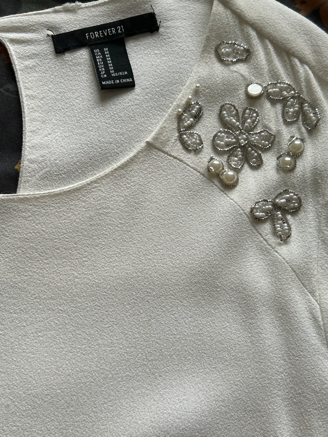 Forever 21 White Beaded Embellished Top Size Medium - photo 2