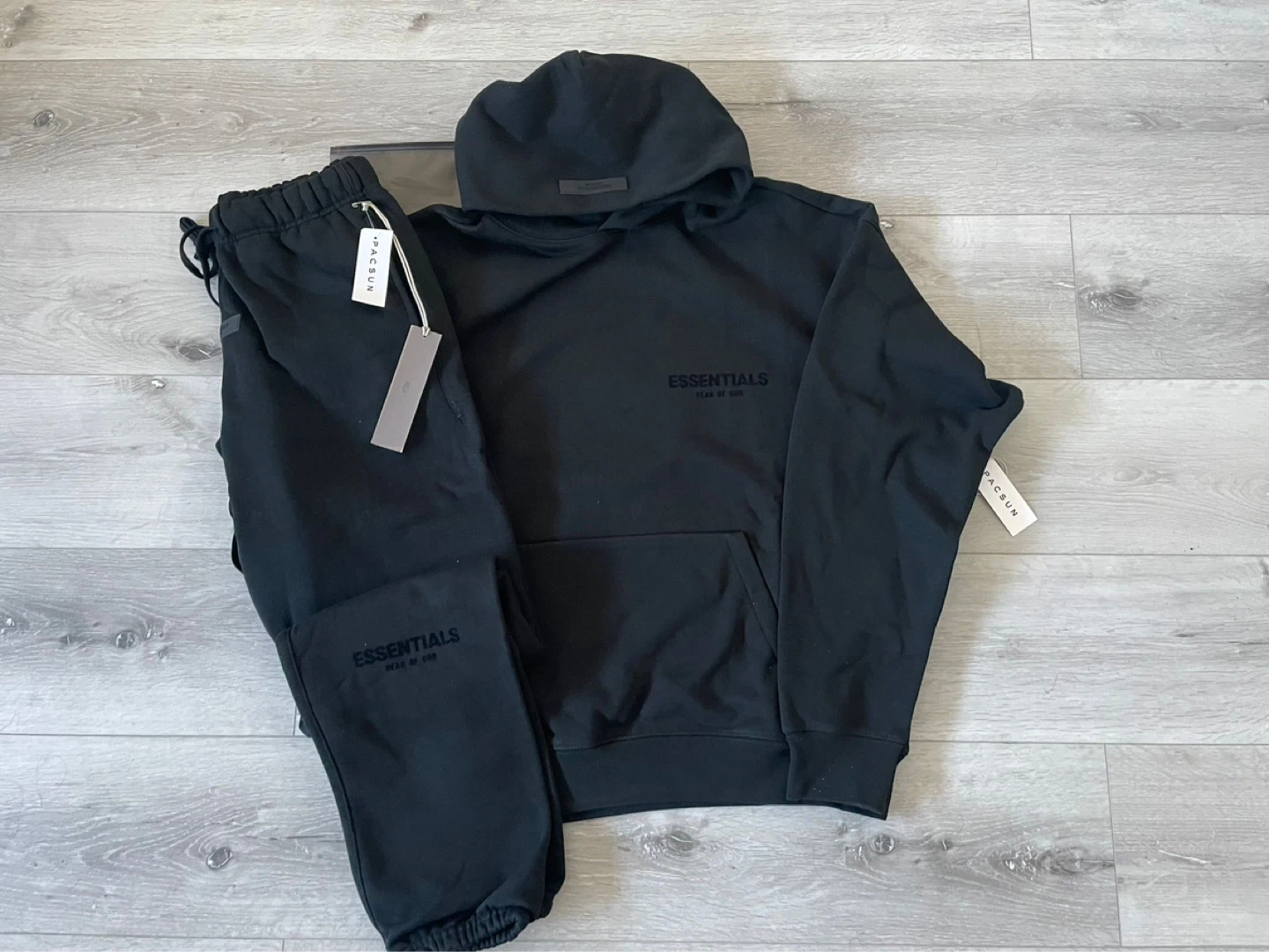 Fear of God Essentials Black Hoodie and Sweatpants Set