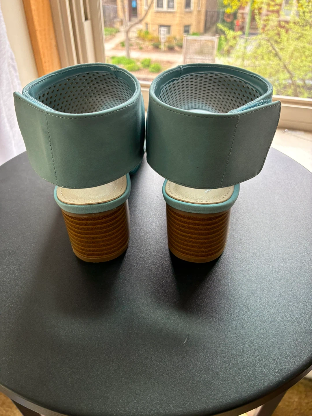 Blue Perforated Block Heel Booties - photo 3