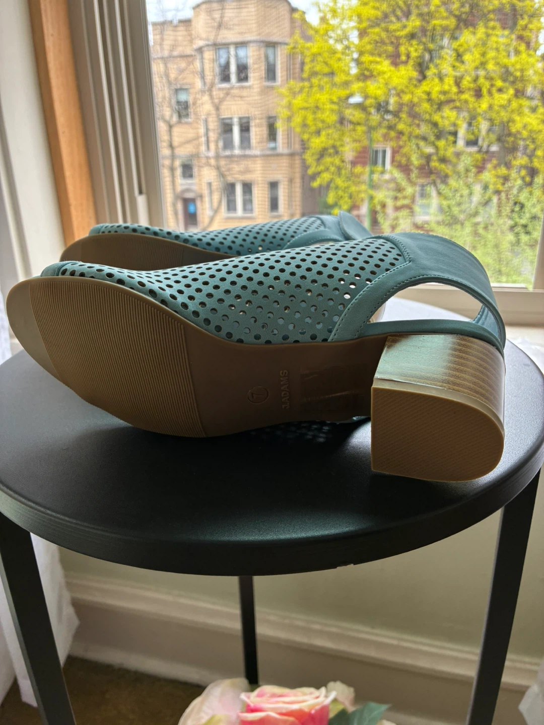 Blue Perforated Block Heel Booties - photo 4