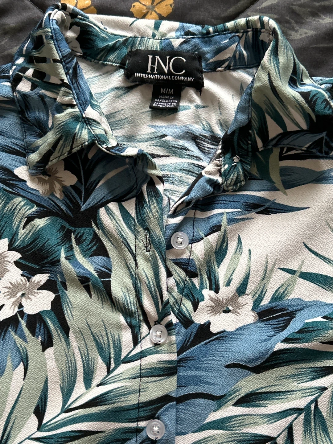 INC International Concepts Tropical Print Button-Up Shirt M