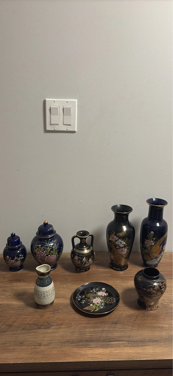 Assorted Decorative Ceramic Vases and Plate