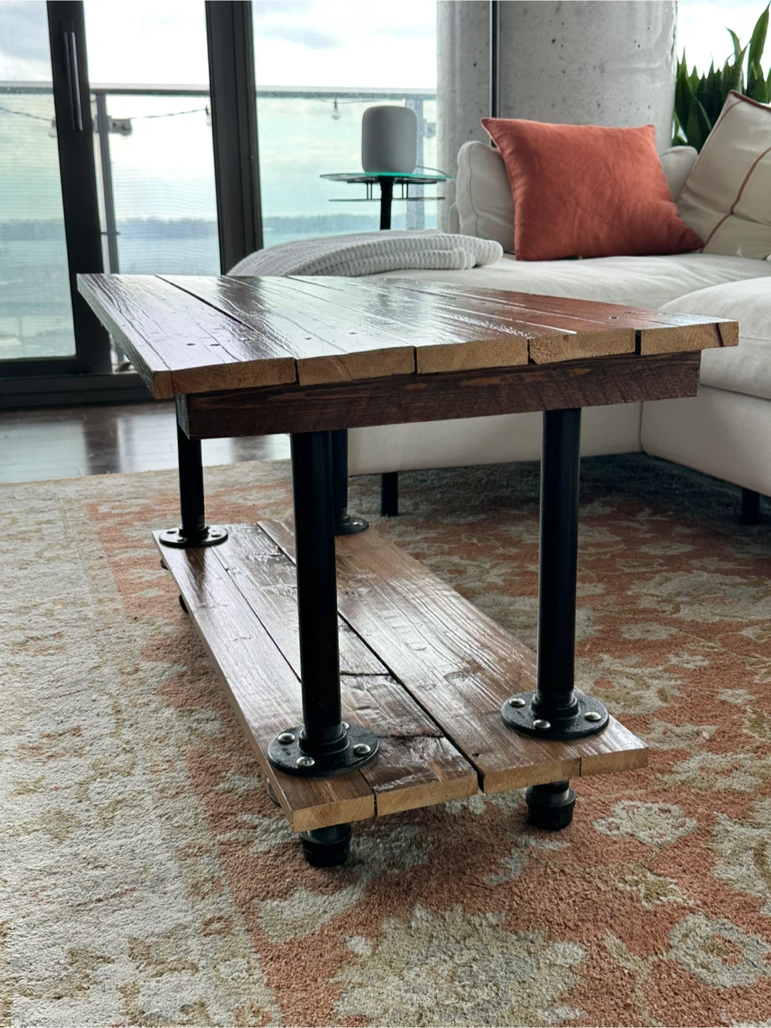 Rustic Wood and Pipe Coffee Table - photo 3
