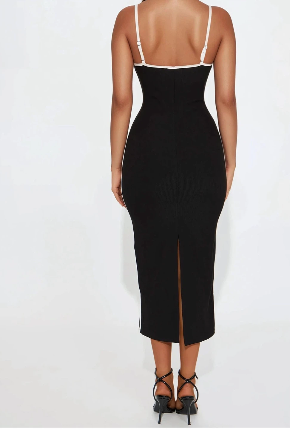 Black Bodycon Dress with White Trim - photo 3