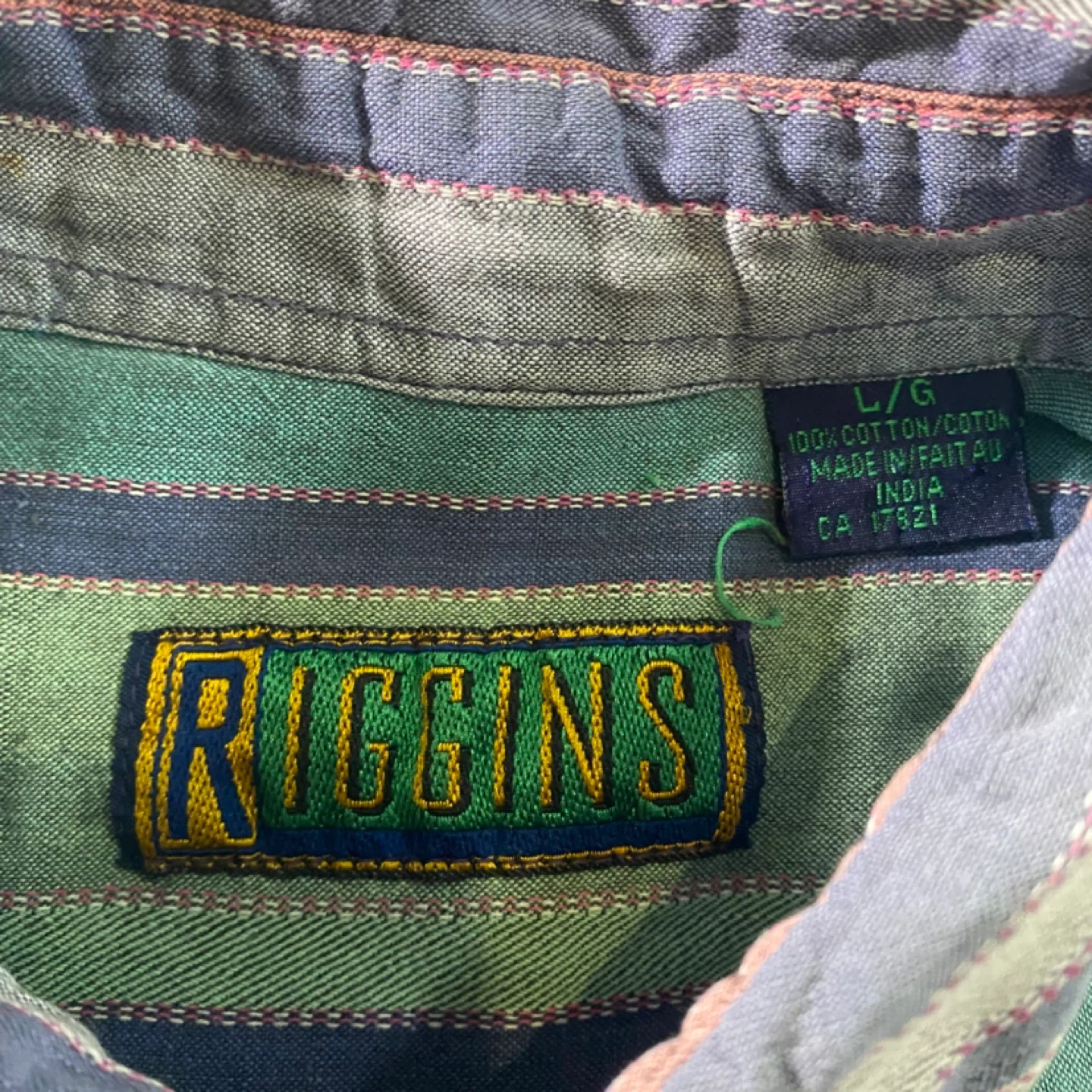 Vintage Riggins Short Sleeve Striped Button-Up Shirt L/G - photo 2