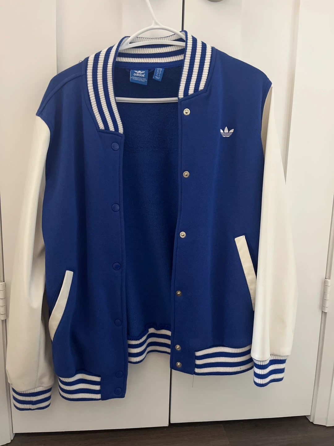 Adidas Bomber Jacket Royal Blue White Size Medium