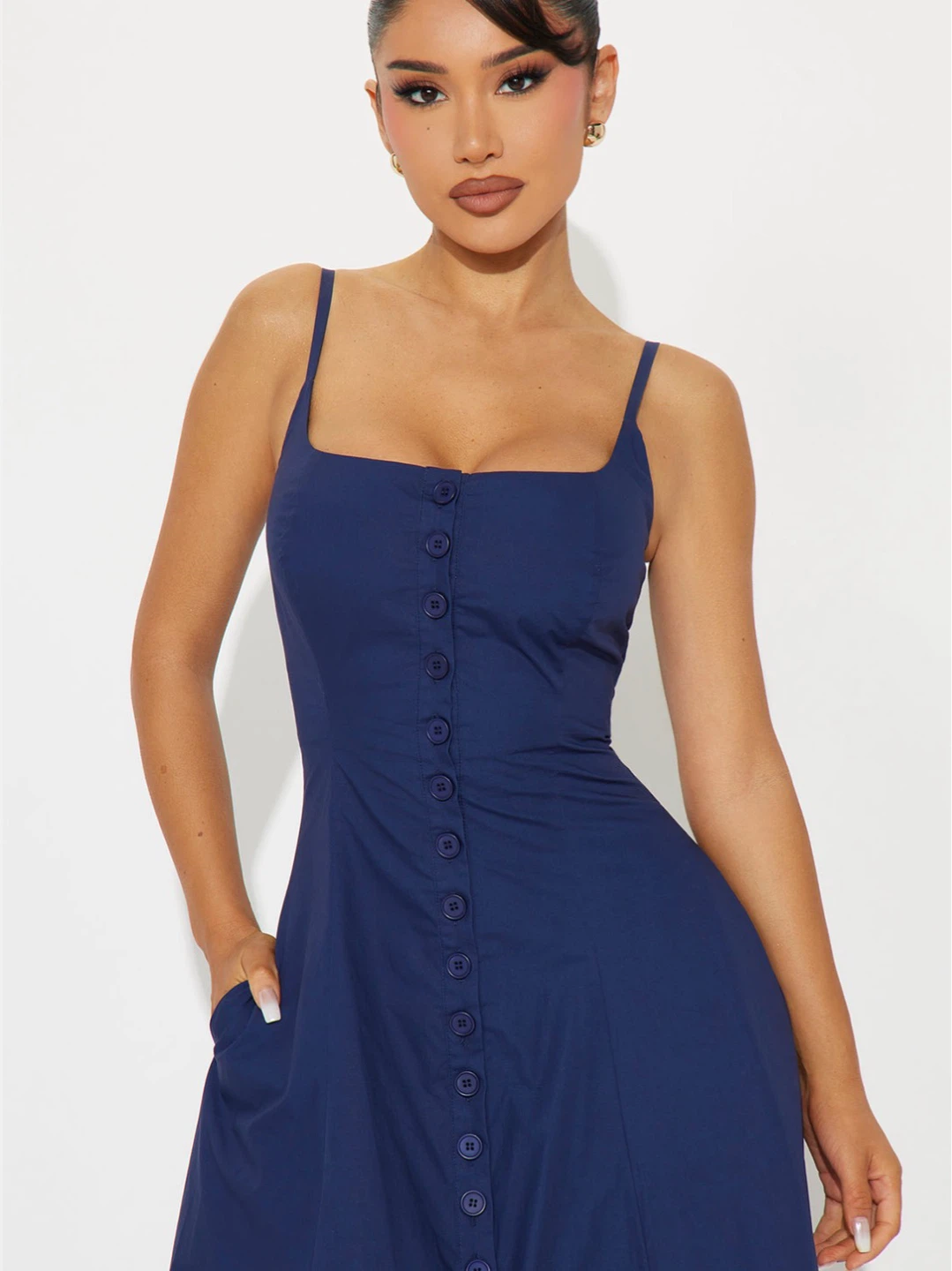 Blue Maxi Dress with Buttons - photo 3