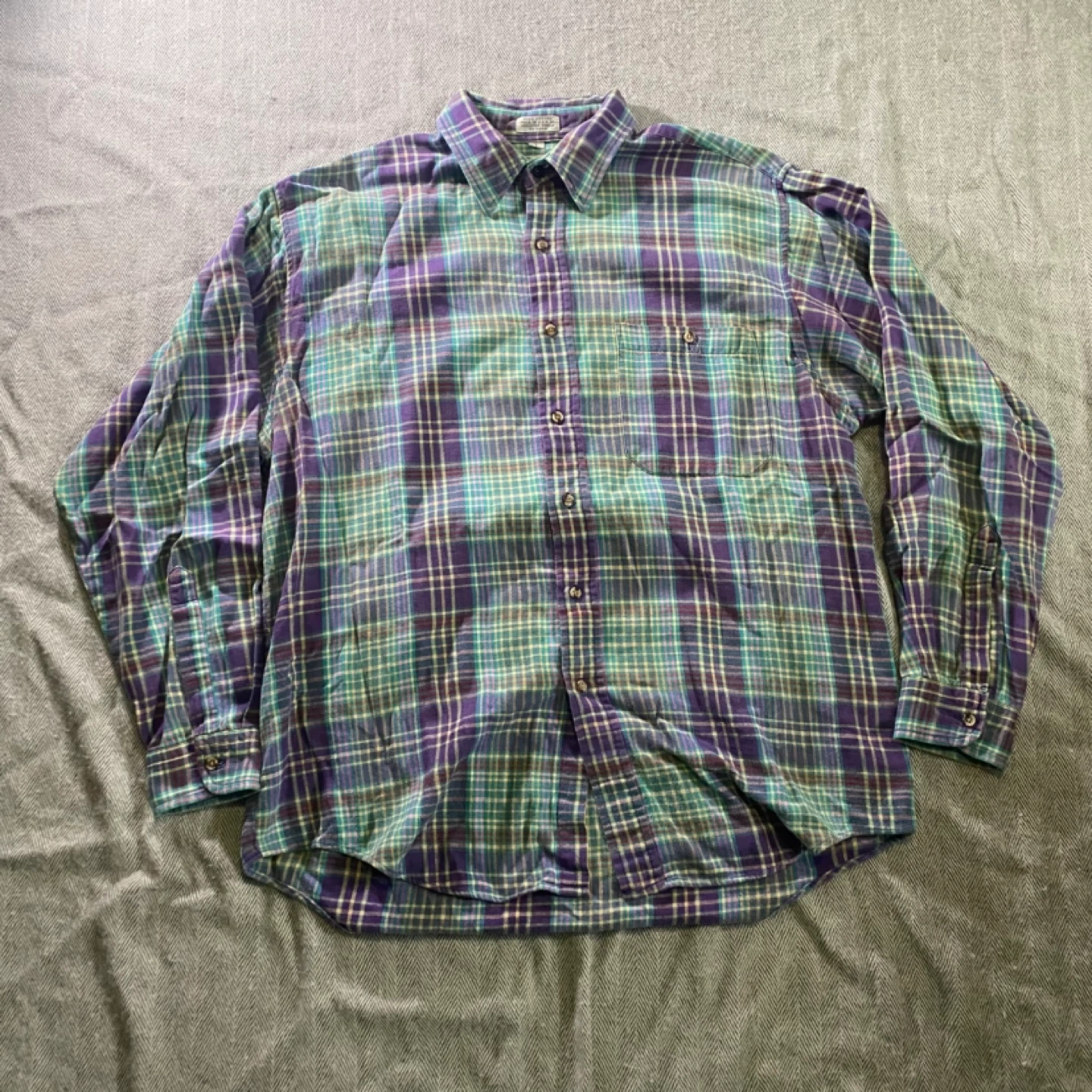 Vintage Stanley Blacker Plaid Flannel Button-Up Shirt - Size L