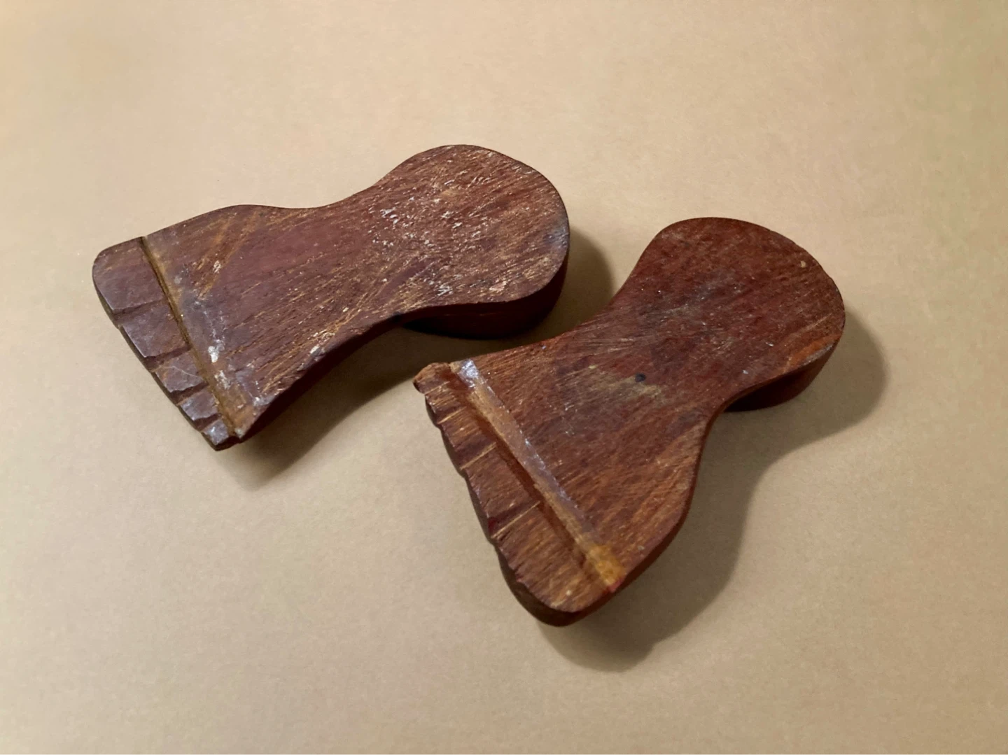 Vintage Wood Hand-Carved Feet Candleholders - photo 3