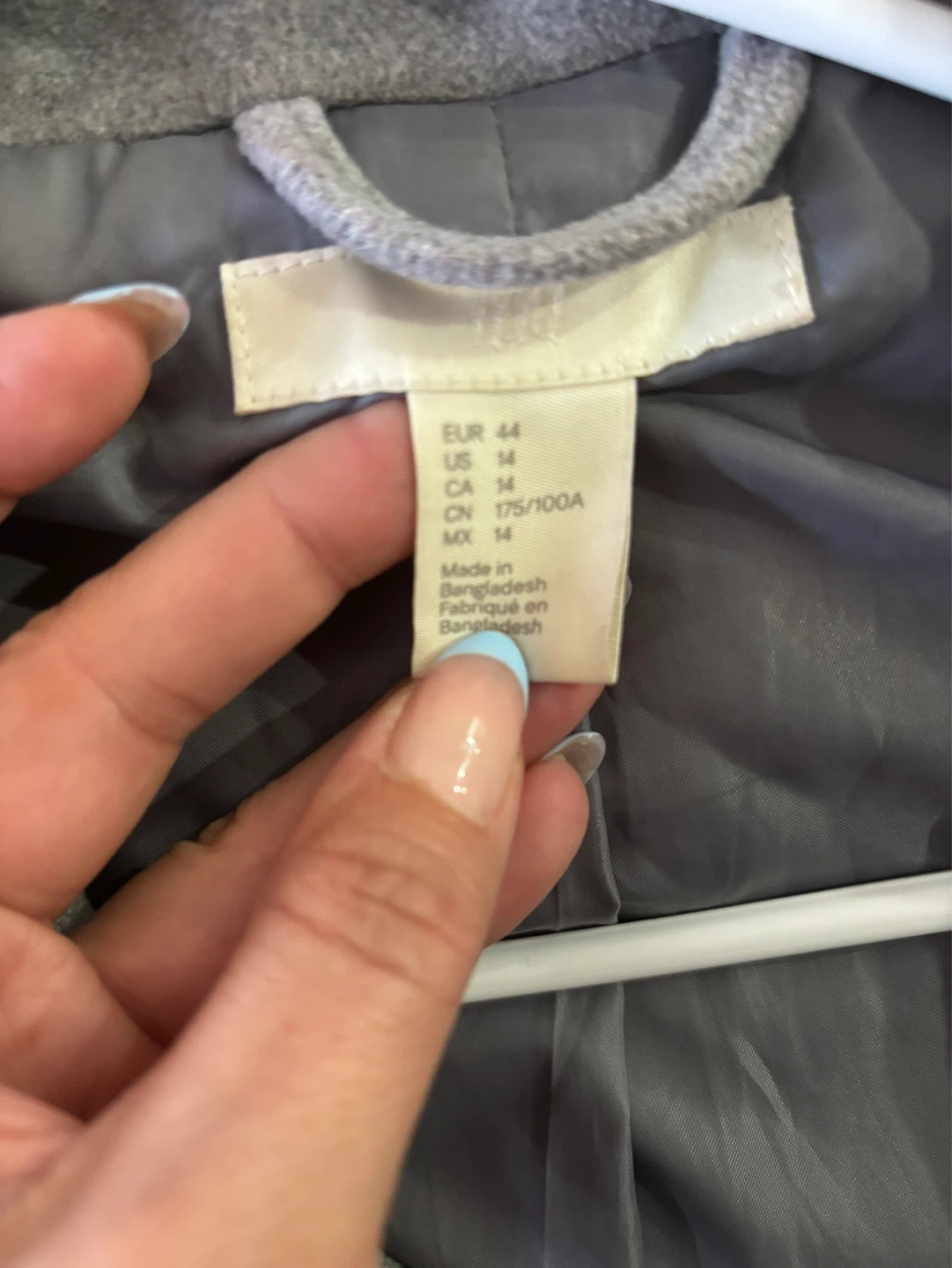 H&M Grey Double-Breasted Peacoat - Women's Size 14