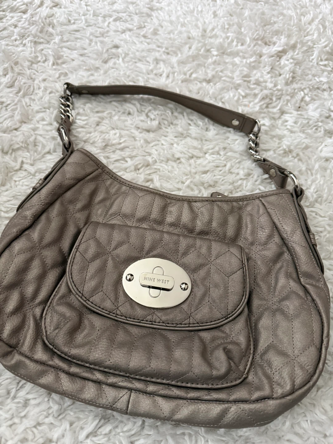 Nine West Quilted Shoulder Bag - Pewter