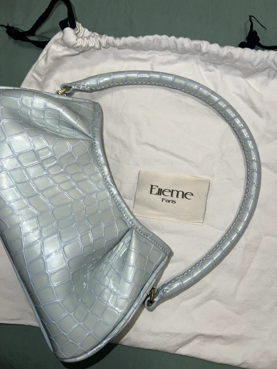 Elleme Paris Light Blue Croc Embossed Handbag - photo 4