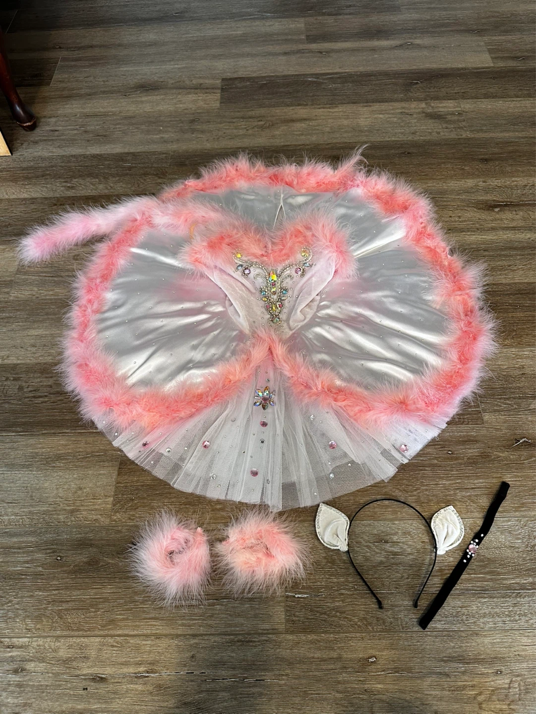 Pink Feathered Performance tutu with accessories