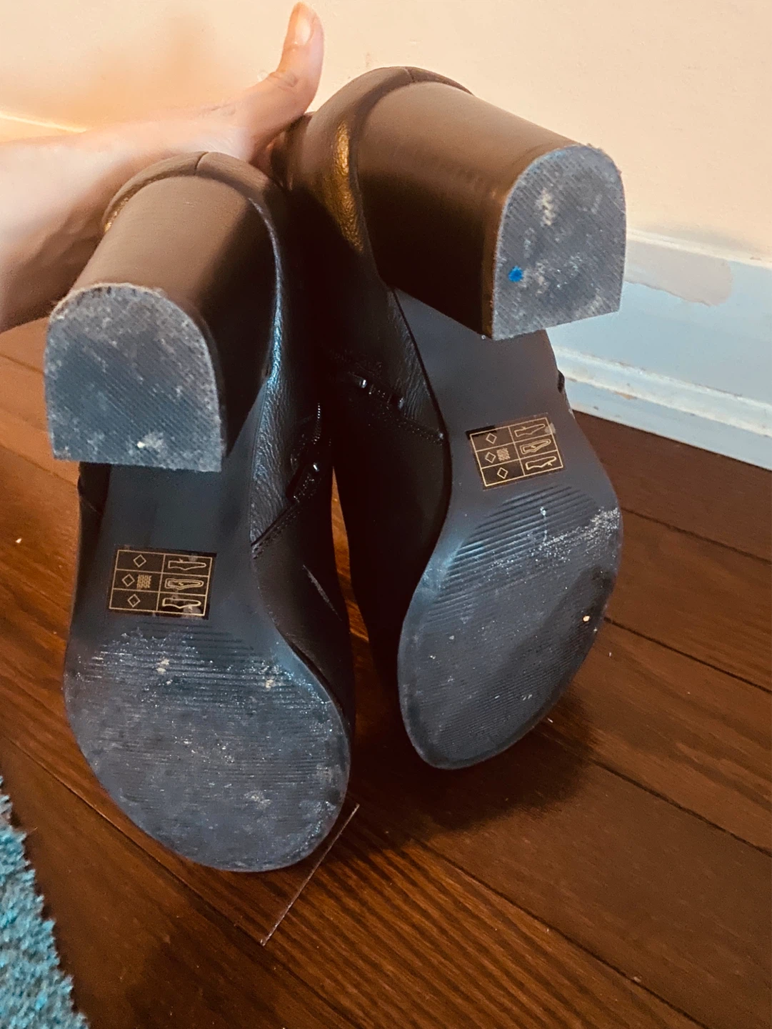 Black Faux Leather Ankle Boots - Size 8 - photo 5