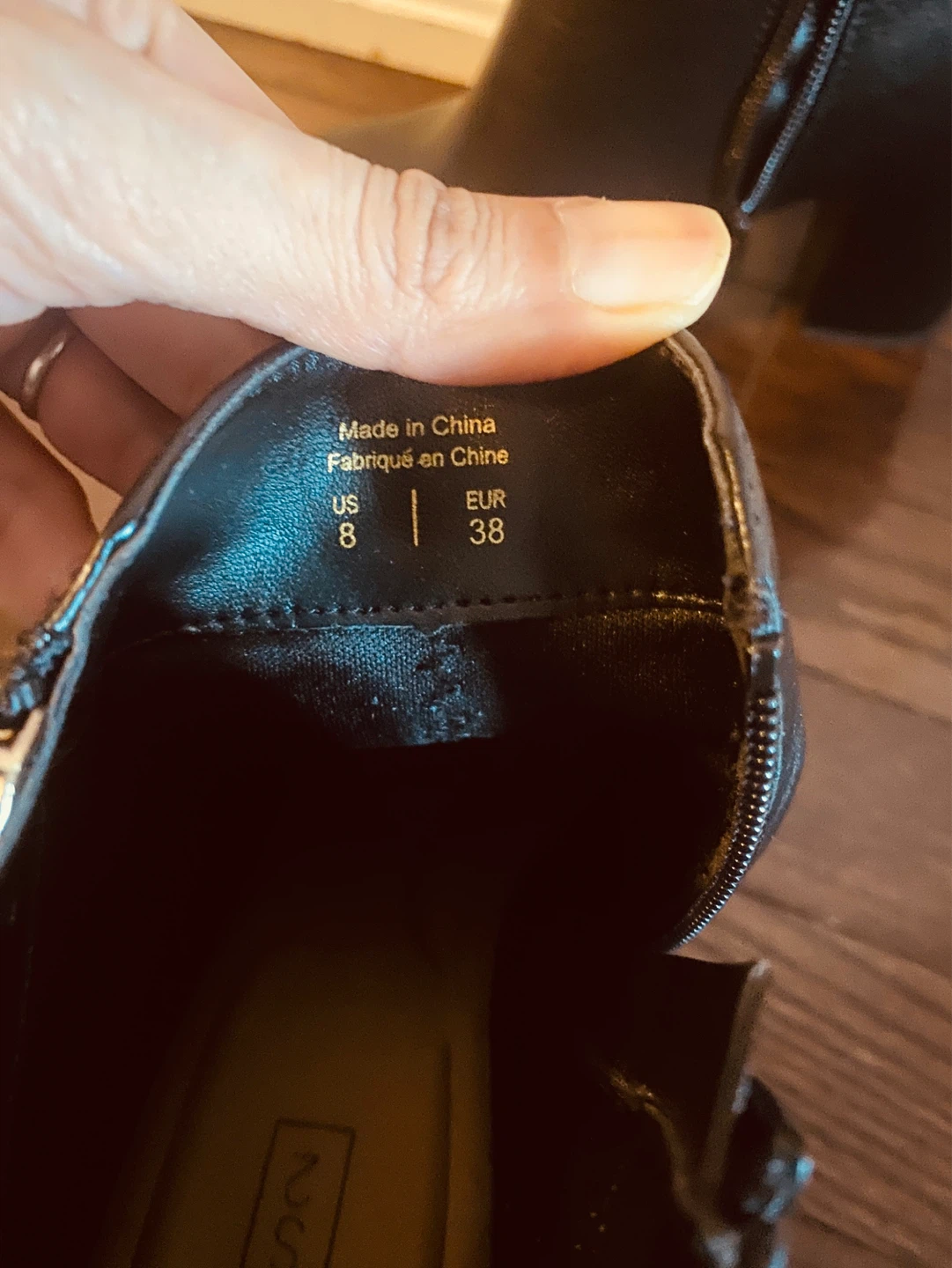 Black Faux Leather Ankle Boots - Size 8 - photo 4