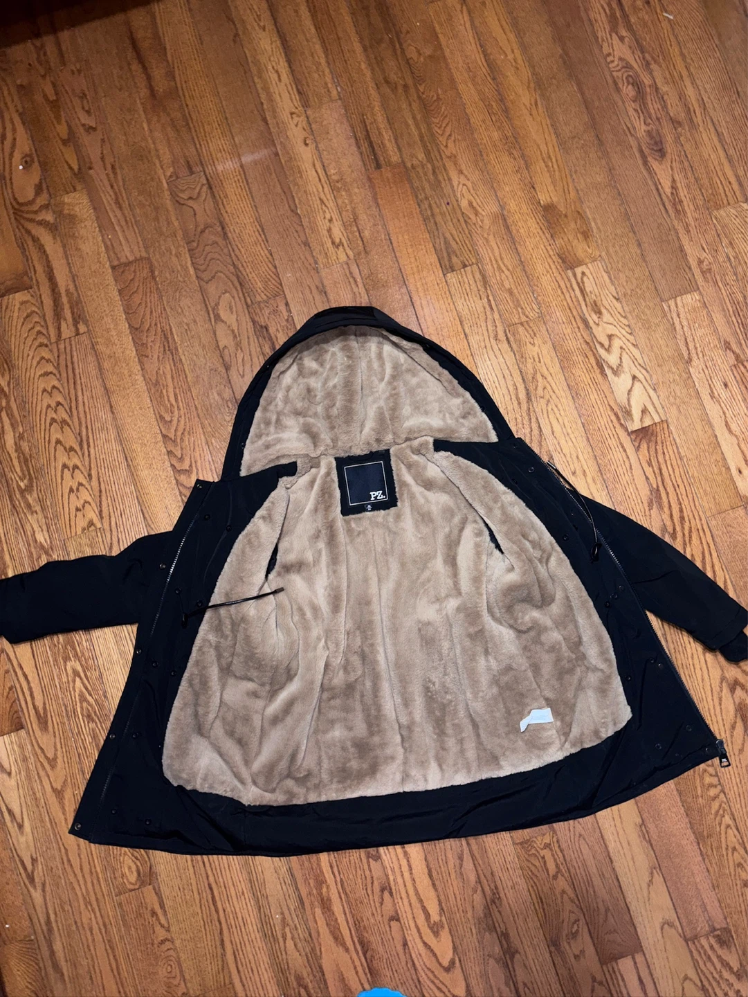 POINT ZERO Black Faux Fur Lined Hooded Jacket Size M - photo 3