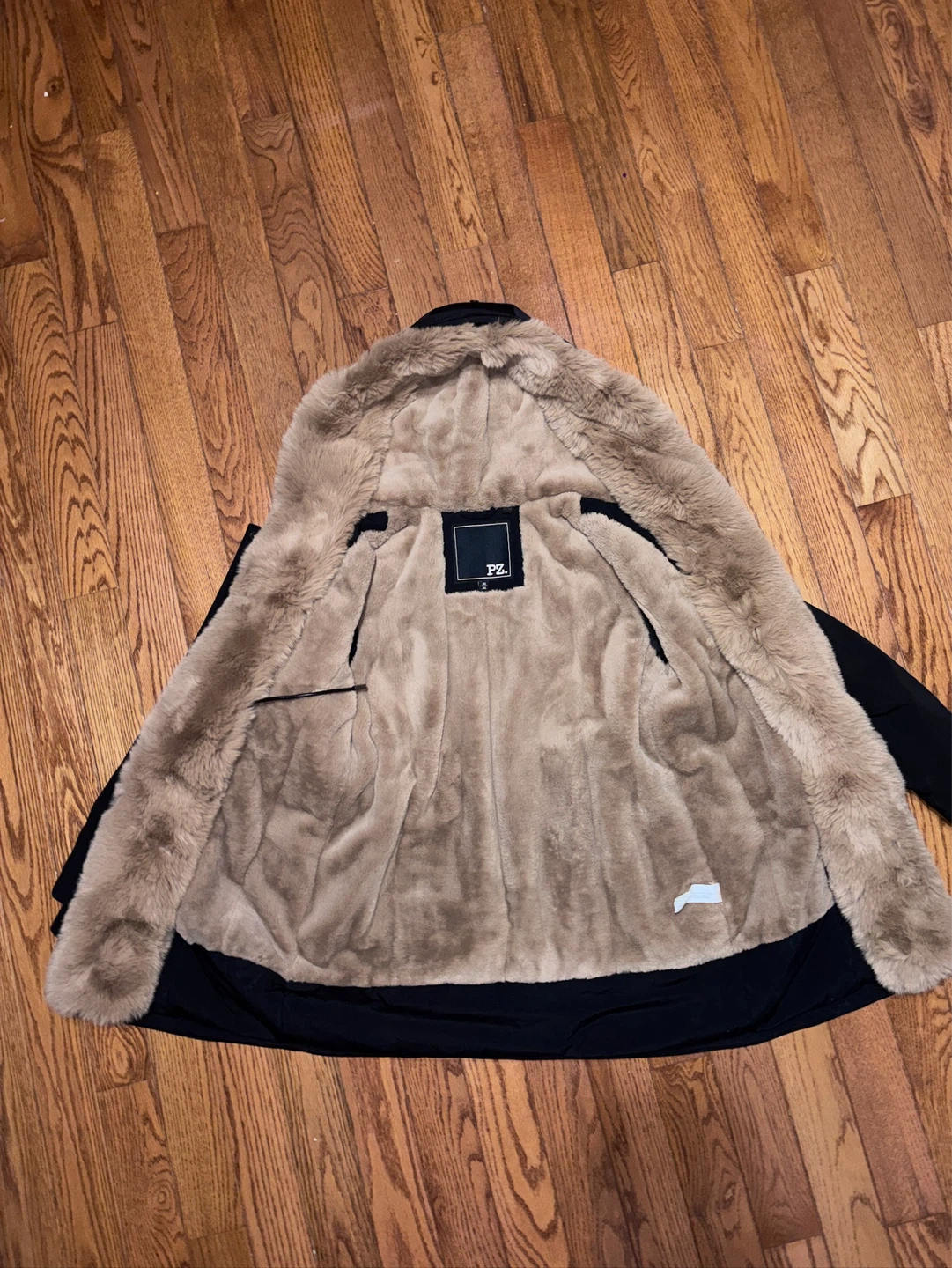 POINT ZERO Black Faux Fur Lined Hooded Jacket Size M - photo 4