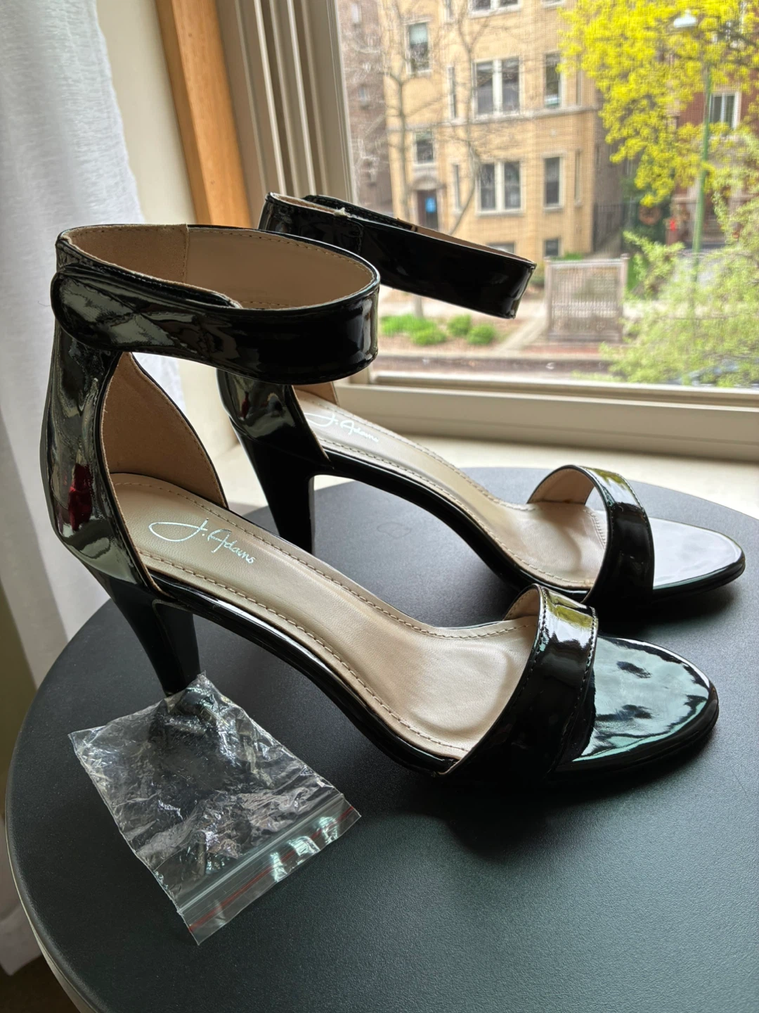 Black Patent Ankle Strap Heels