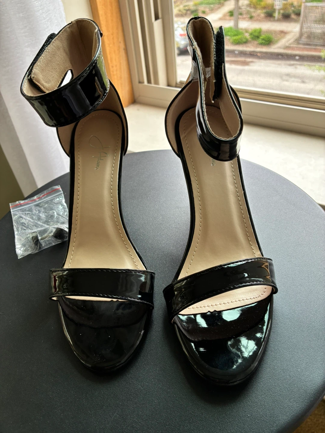 Black Patent Ankle Strap Heels - photo 2