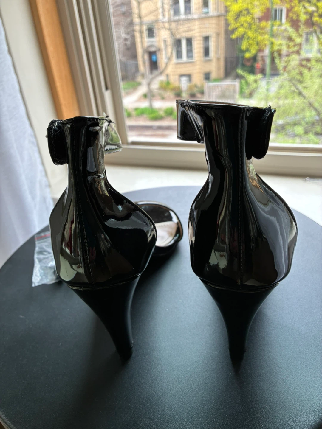 Black Patent Ankle Strap Heels - photo 4