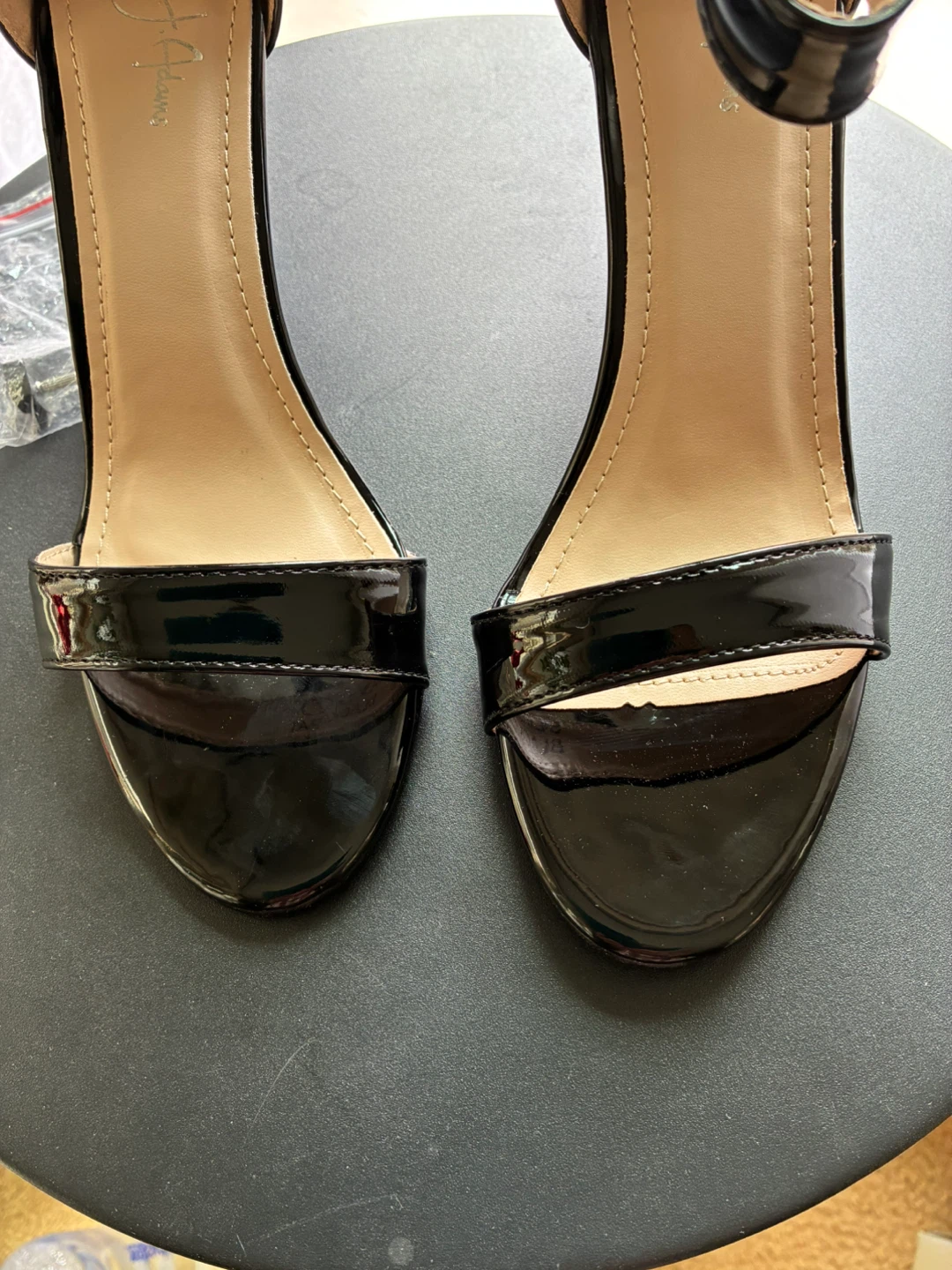 Black Patent Ankle Strap Heels - photo 3