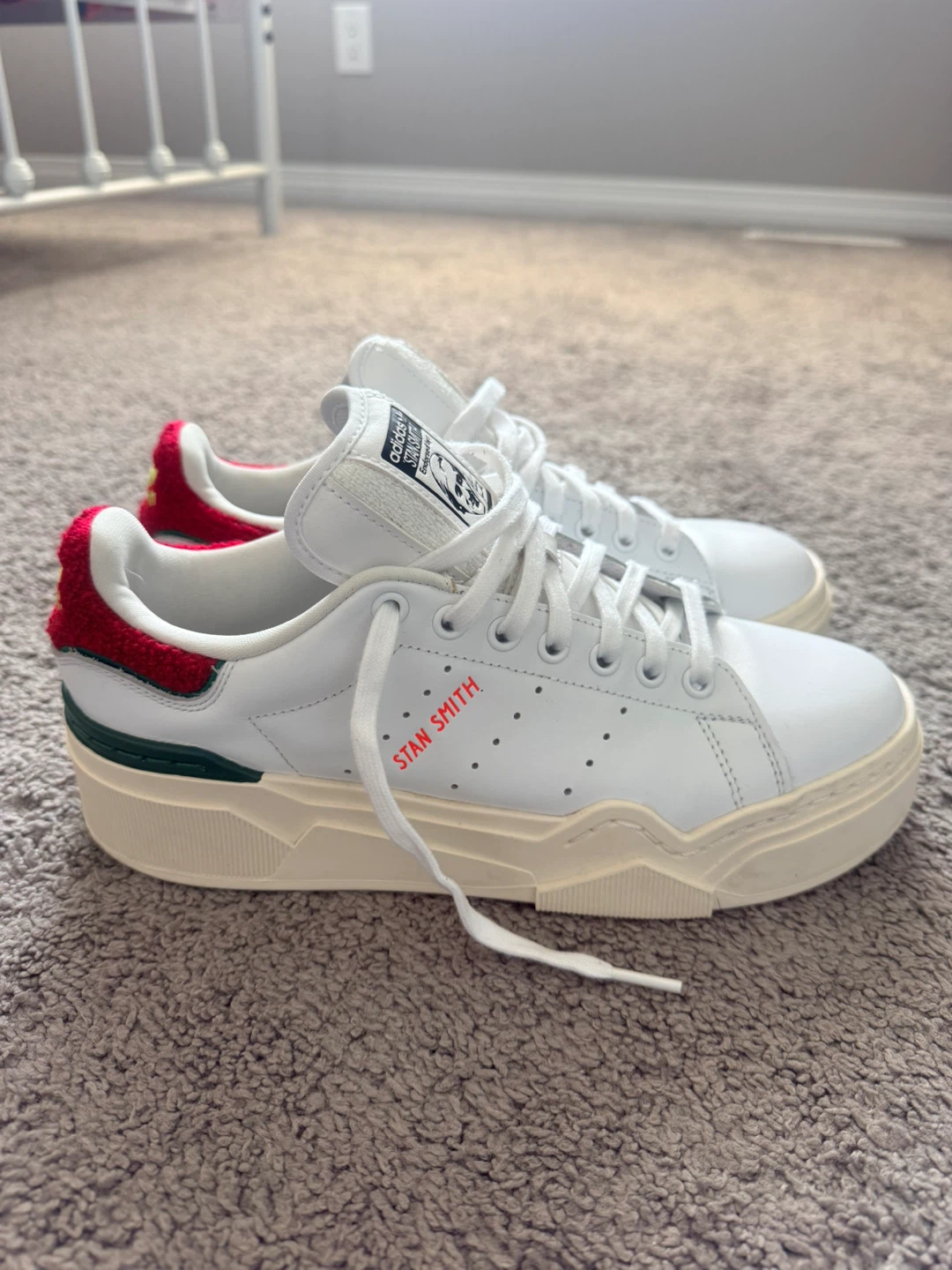 Adidas Stan Smith Platform Shoes White Red Green - photo 2