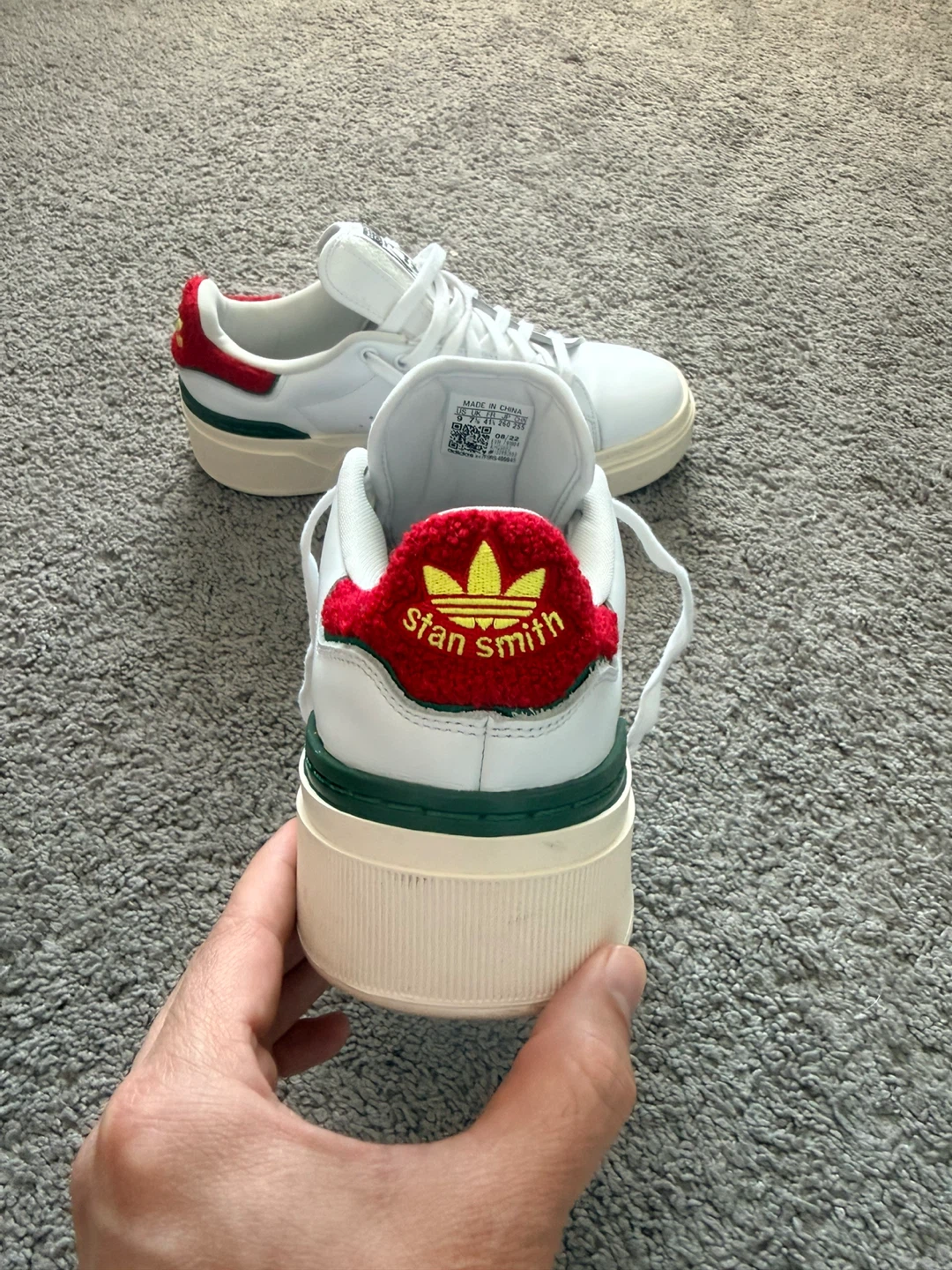 Adidas Stan Smith Platform Shoes White Red Green