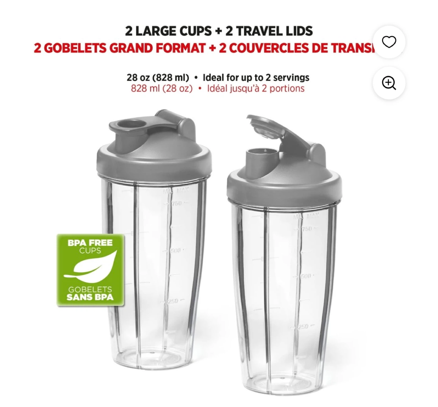 Starfrit 28 oz Blender Cups with Lids and Blades - photo 2