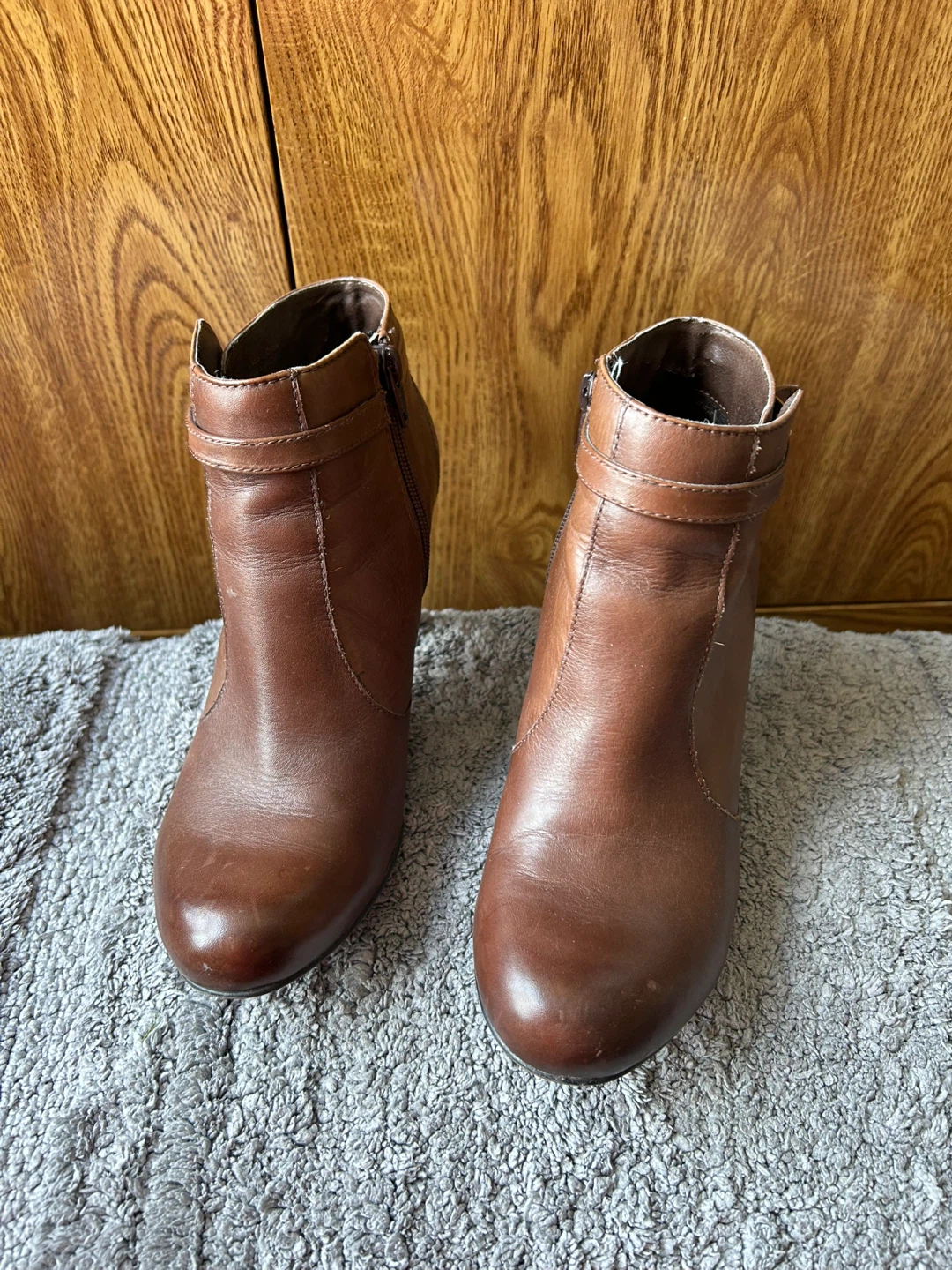 Brown Leather Ankle Boots Size 7,5