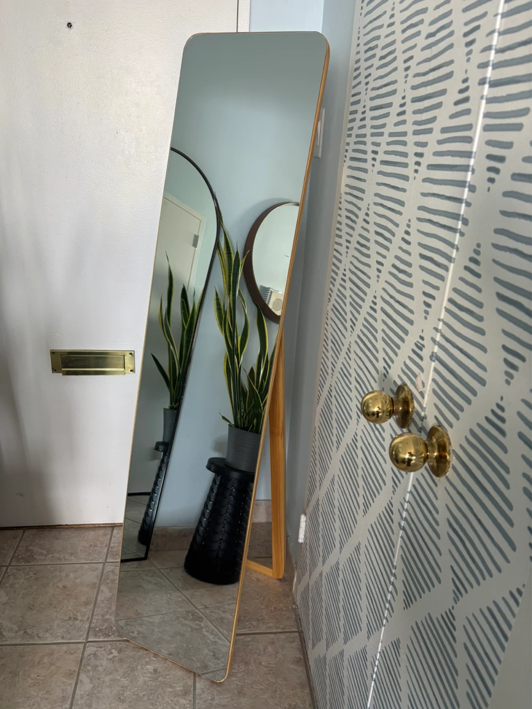 Full Length Standing Mirror with Wood Frame