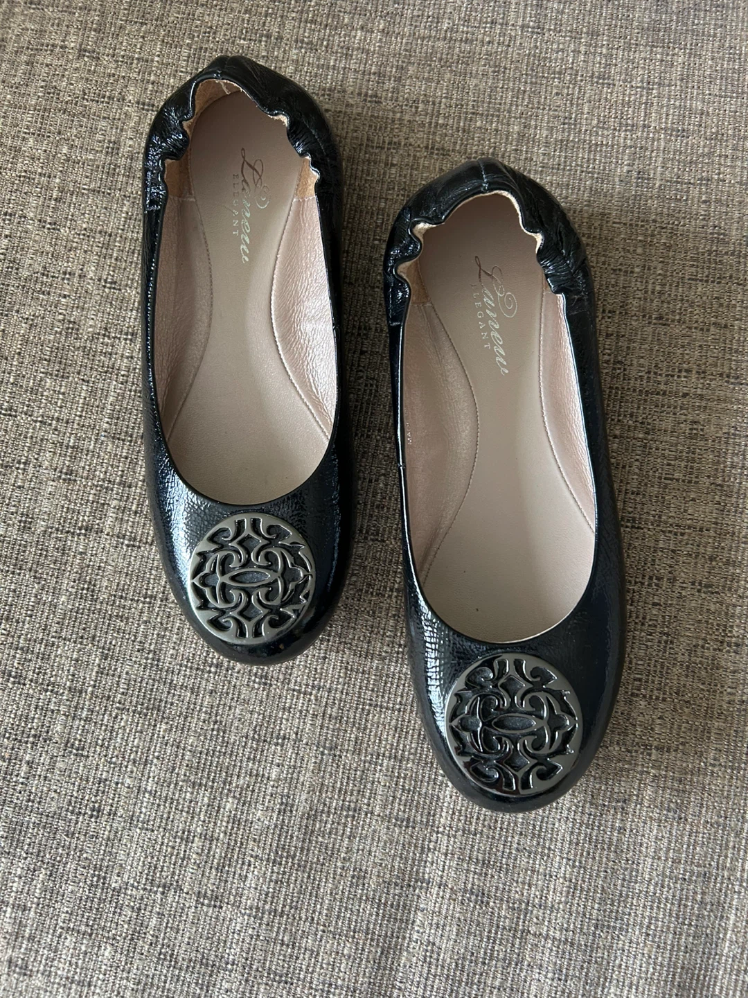 Lorena Italy Black Patent Ballet Flats Women's Shoes - photo 2