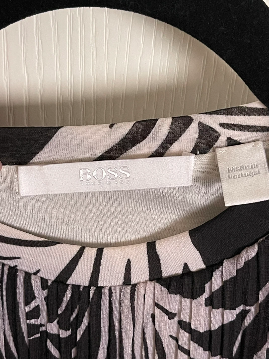 BOSS Black & White Leaf Print Sleeveless Midi Dress Size S - photo 2