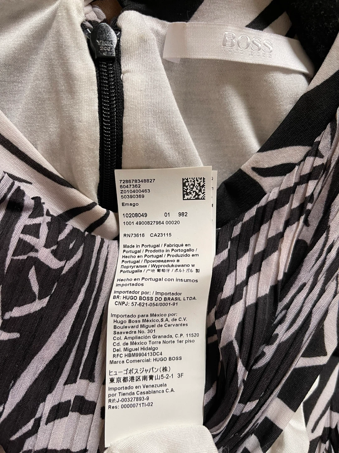 BOSS Black & White Leaf Print Sleeveless Midi Dress Size S - photo 5