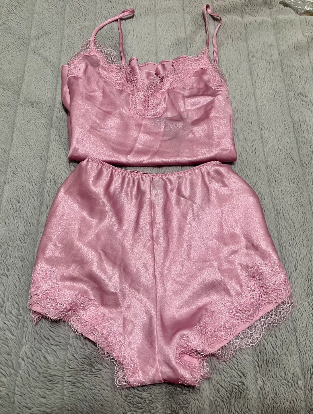 Victoria's Secret Pink Lace Trim Cami & Shorts Pajama Set Small