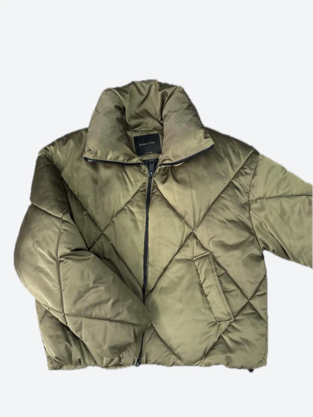Massimo Dutti Olive Green Quilted Puffer Jacket - photo 4