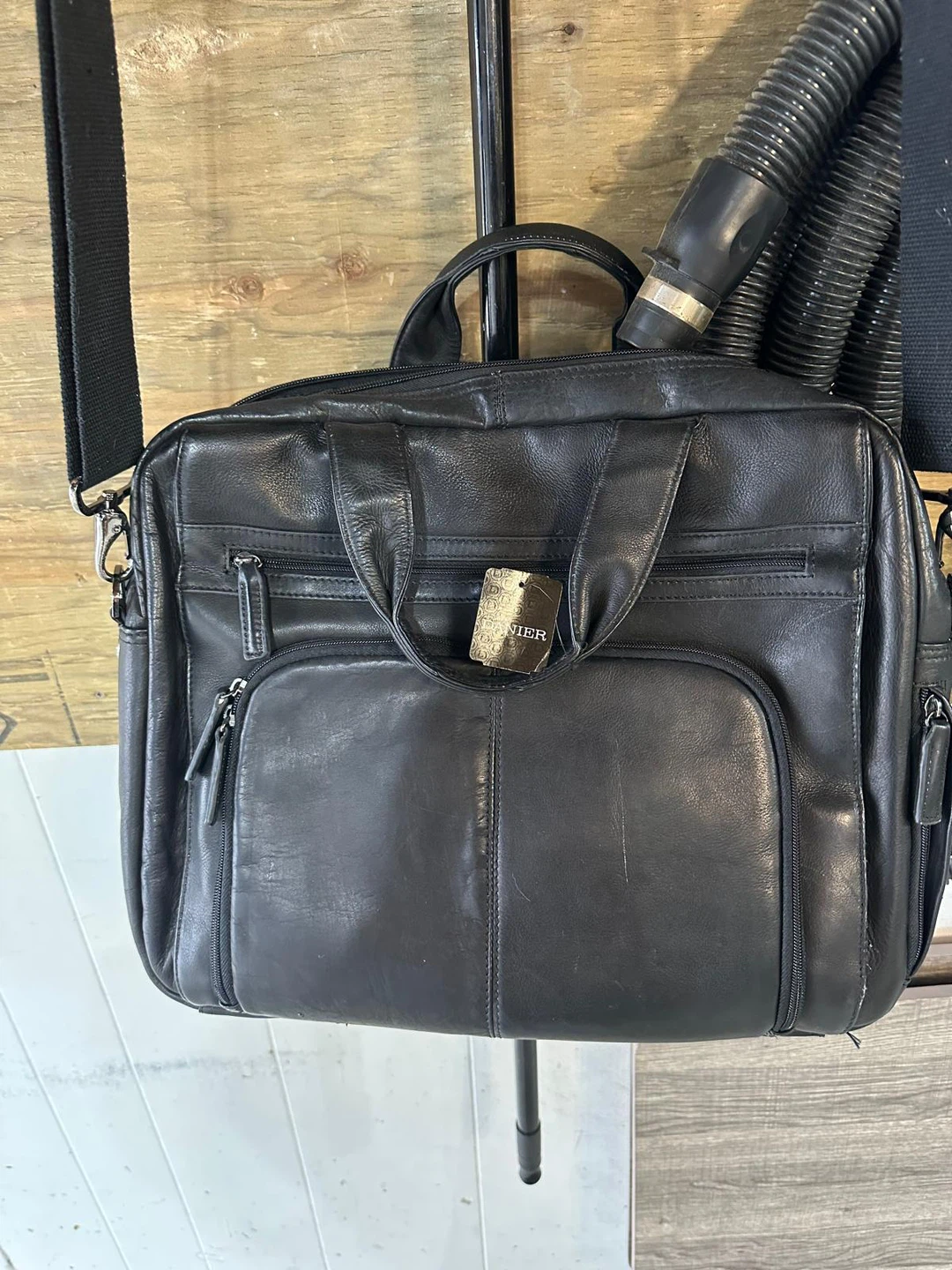 Black Leather Messenger Bag
