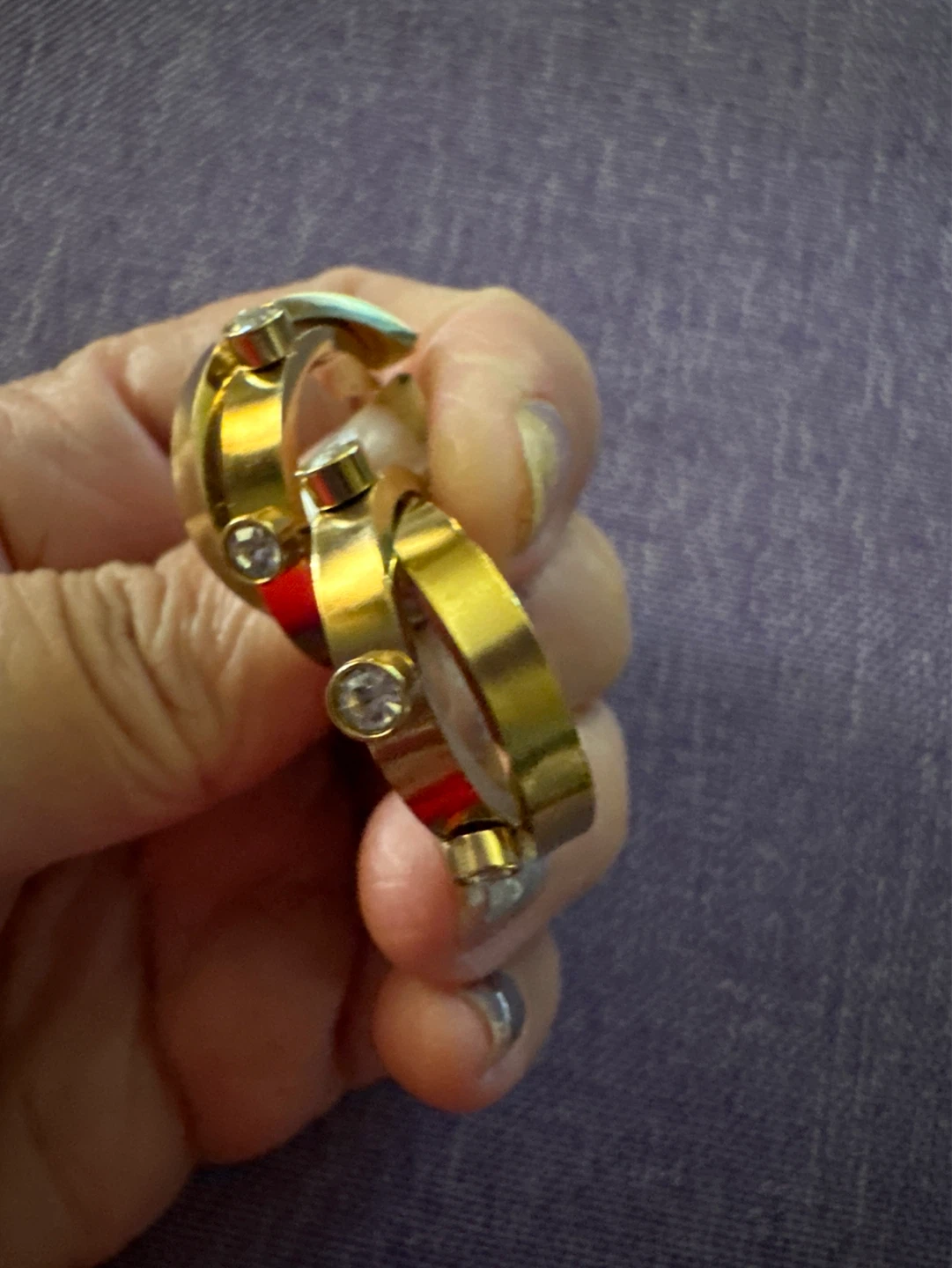 Gold stainless steel Earrings with Clear Stones